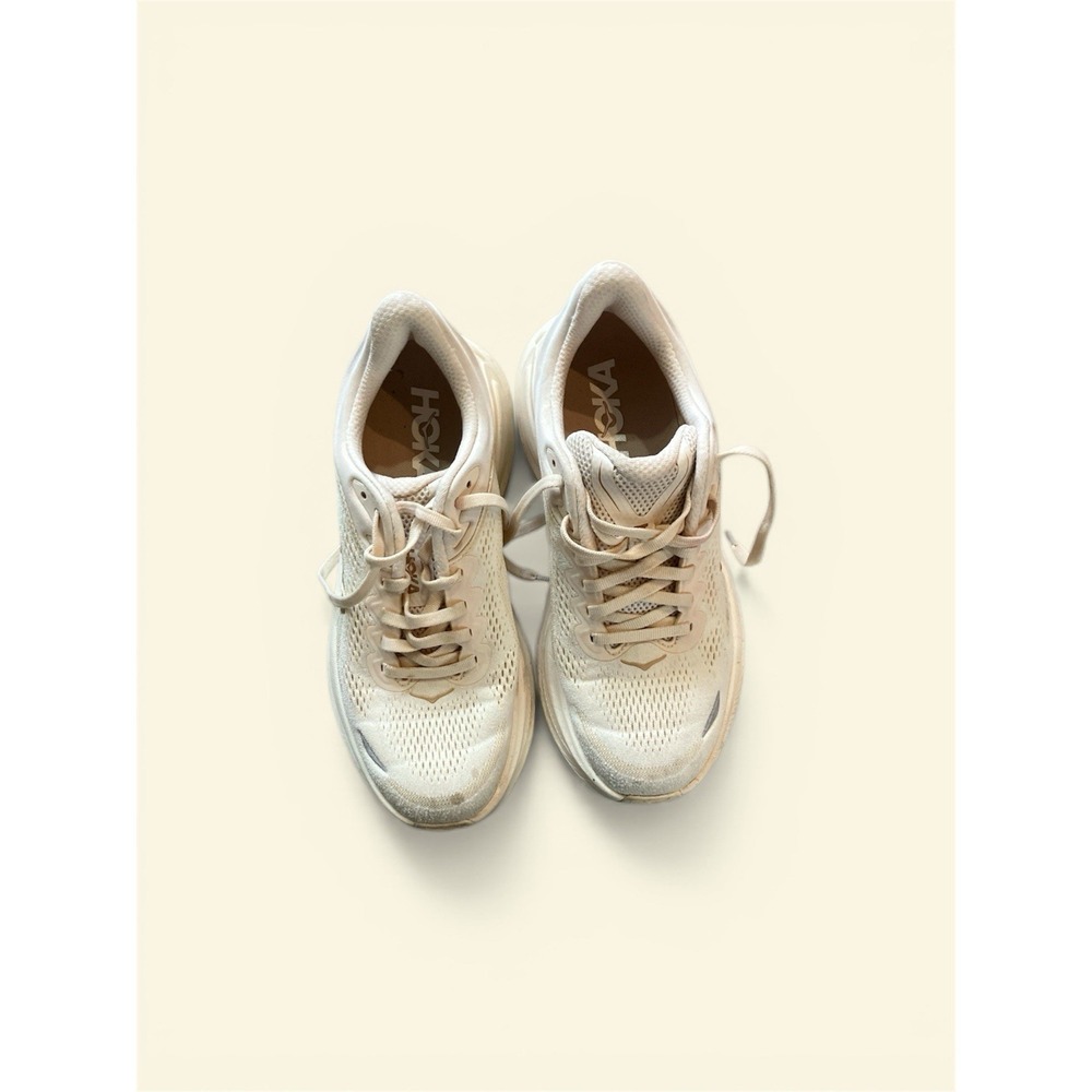 Hoka One One Bondi 9 / 1162014 TLSL Cream Running Shoes Women's Size 7.5B